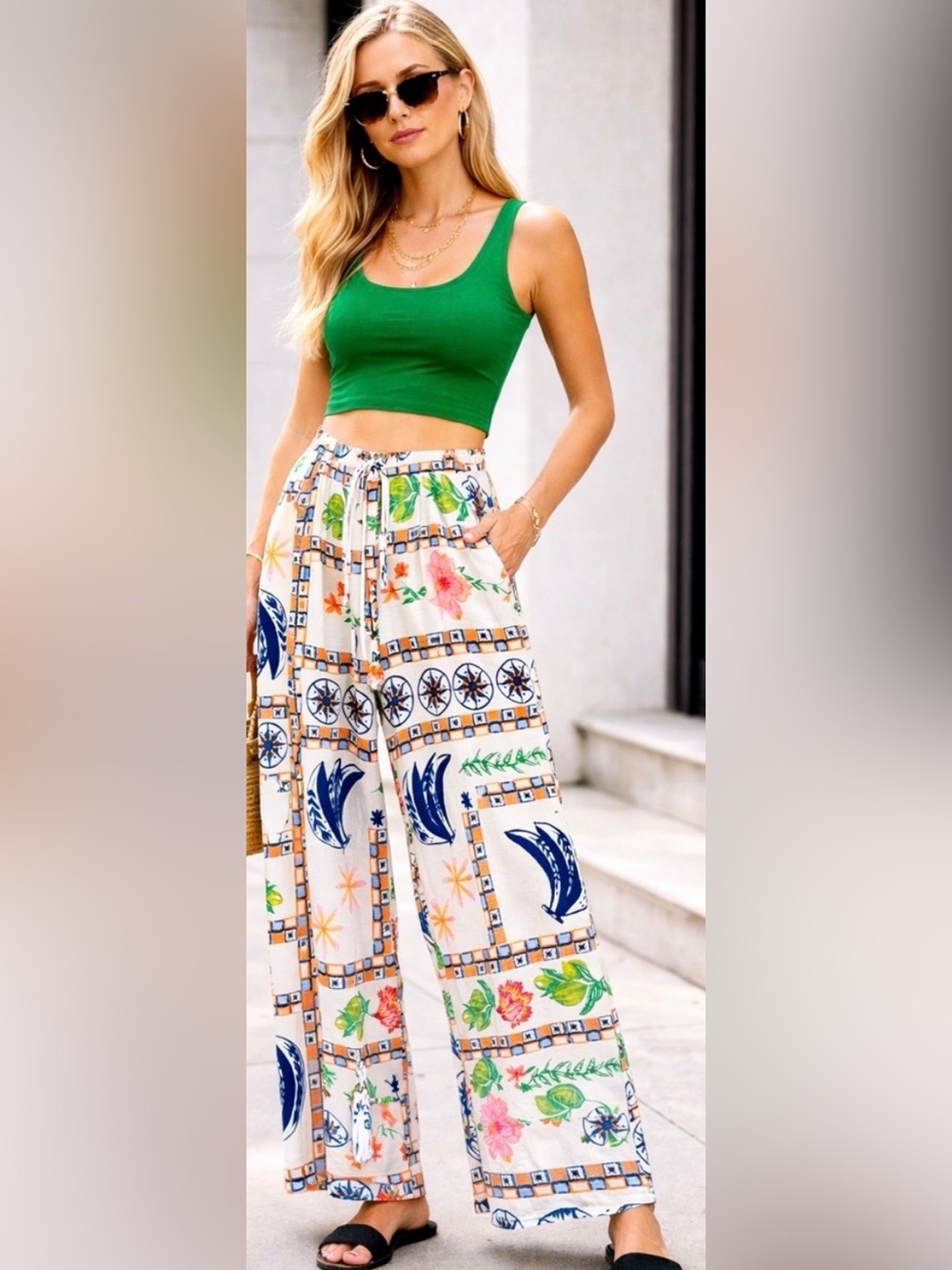 NWT Anthropologie’s Label of Love Wide Leg Tropical Linen Pants S